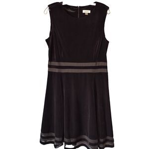 Calvin Klein Velvet Dress Women 14 Black Sleeveless Mesh Cocktail Party Coquette